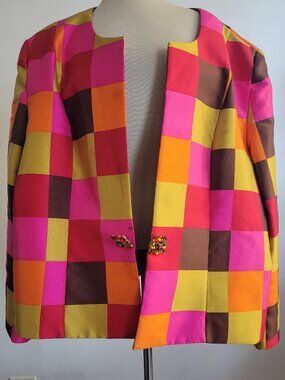 Vintage Lily & Taylor New York Paris Jacket 24W Colorblock Evening Blazer